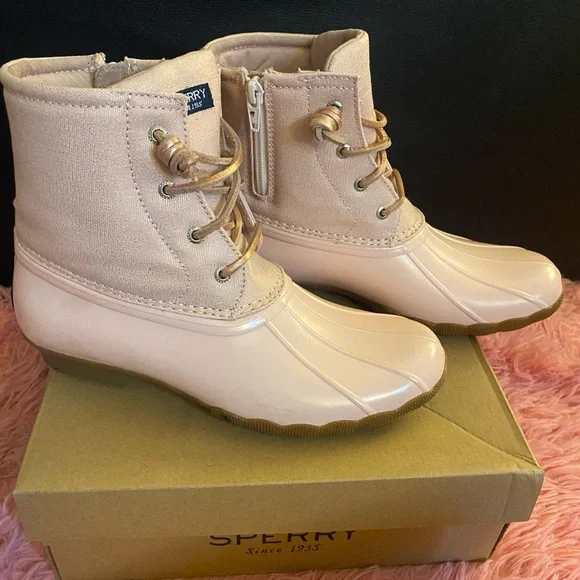 Sperry Kids Pink Duck Boots - Picture 4 of 12